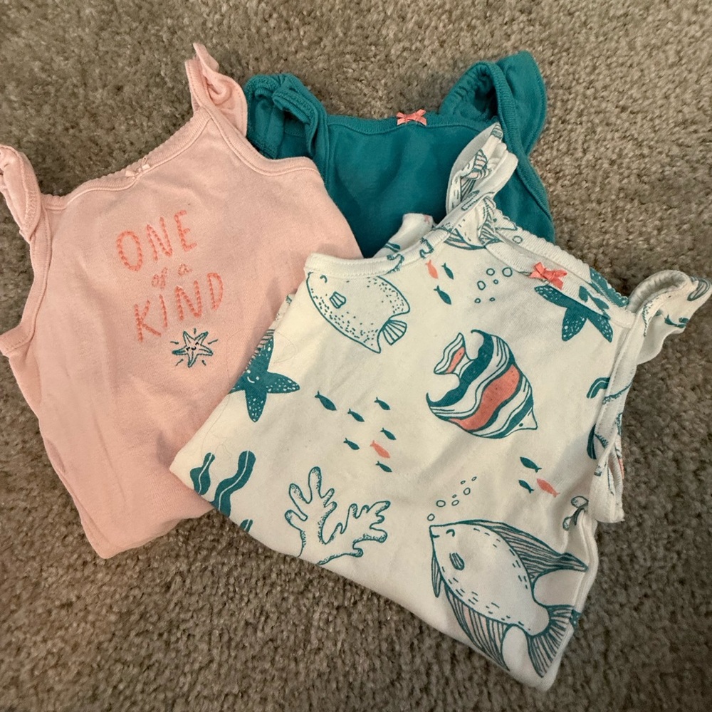 Carter's Pink, Teal, and White Bodysuits